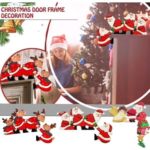 3pc/Set Christmas Door Frame Decoration Santa Claus Christmas Elk Wooden Decoration Home Decor Christmas Decorations for Home