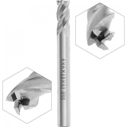 6mm 4 Flute HSS & Aluminum End Mill Cutter with Super Hard Straight Shank for CNC Mold Processing Slotting