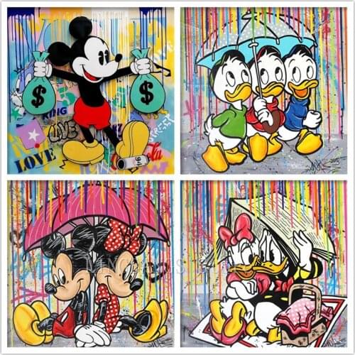 5D DIY Diamond Painting Disney Anime Mickey Mouse And Donald Duck Graffiti Art Diamond Mosaic Embroidery Cross Stitch Home Decor