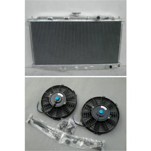Aluminum Radiator & 2*FAN 1988-1991 For HONDA Civic CRX CR-X 1.5L 1.6L MT 88 89 90 91