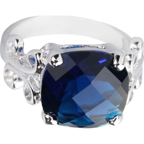 Amazing Bule Stone 12*12mm Semi-precious Stone Sterling Silver AiMolies Ring Q0029L