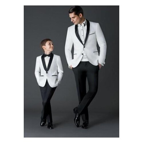 Hot Sell One Button White Groom Tuxedos Kids Suits Adult Prom Party Suits Boy Tuxedos (Jacket+Pants+Girdle+Bow Tie) K:117