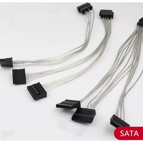 Hard disk power supply IDE 4 Pin 4-core to 2 X SATA extension Adapter cord Dual SATA parallel port to serial port Tinned copper