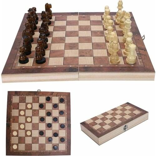 Large Magnetic Wooden Folding Chess Set Felted Game Board 44cm*44cm Interior Storage Adult Kids Gift Family Game Chess Board