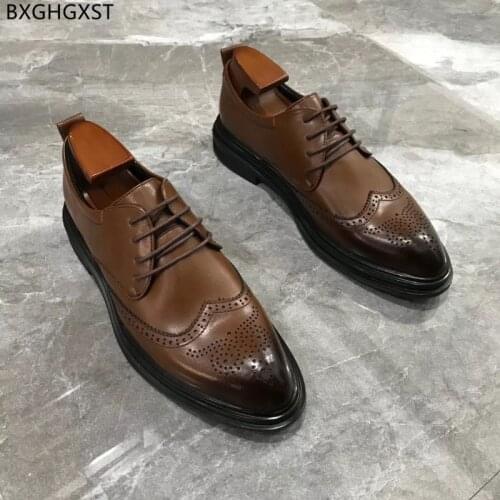 Brogue Mens Wedding Dress Shoes Formal Oxford Leather Shoes Men Black Designer Shoes Men High Quality Business Elegant Luxury