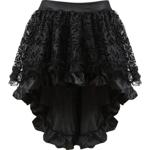 Black Victorian Gothic Steampunk Skirt Women Lace Corset Skirt Pirate Skirts Womens Vintage Burlesque Costumes Plus Size 5XL 6XL