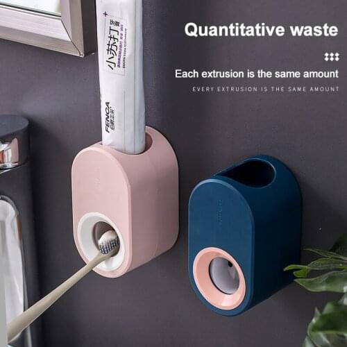 Toothpaste Dispenser Dispensador Rolling Automatic Squeezer Wall Mount Stand Toothbrush Holder Bathroom Accessories Hygienic