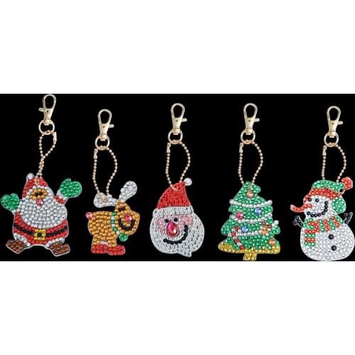 DIY Santa Claus Diamond Painting Keychains Full Drill Special Shaped Diamond Keychains Christmas Home Decor Handmake Gifts