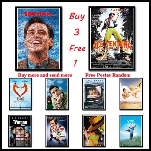 Jim Carrey Movies Coated paper Poster The Truman Show The Mask Dumb and Dumber wall sticker Frameless