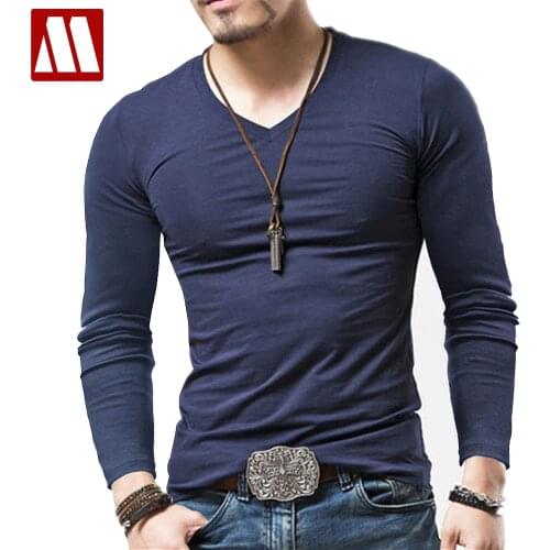 Mens Tops Tees 2021 Summer new v neck Long sleeve t-shirt men fashion trends fitness Solid color tshirt Plus size 5XL t shirts