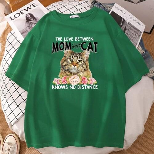 The Love Between Mom And Cat Printing Mans Tshirts Retro Fit Tshirts Sports S-XXXL Tees Shirts Hip Hop Big Size Mens Tshirt