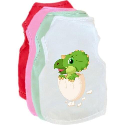 Printed Cat Doggys T-shirt New Summer Pet Dog Clothes Polyester Sleeveless With Cute Cartoon Dinosaur Eggs For Pet Clothing