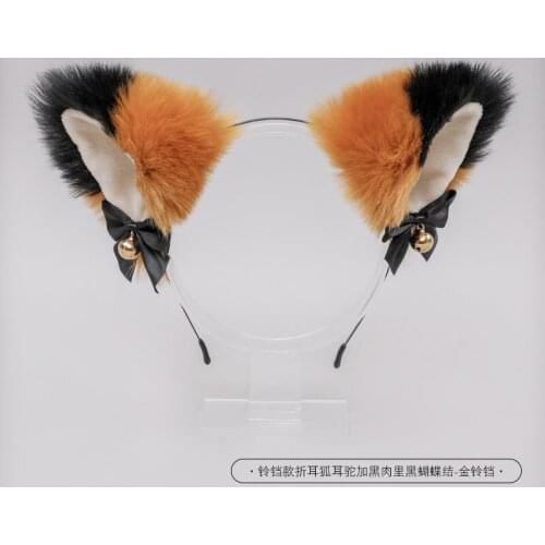 18 Colors Beautiful Masquerade Halloween Cat Ears Cosplay Fox Ear Party Costume Bow Tie Bell Headwear Headband Hair Accessories