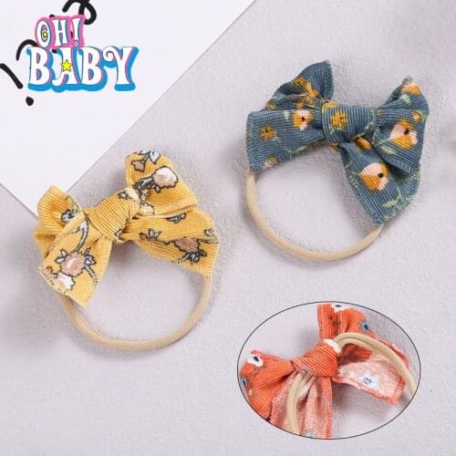 1 pcs Printed Bow Baby Hairband for Girls Headwear for Baby 9cm Flower Bowknot Baby Girl Headbands Kids Hair Accessories