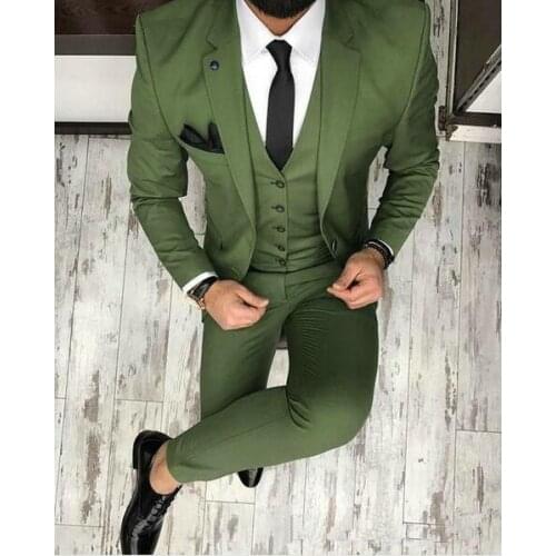 Suit Slim Fit Green Formal Dress Men Suit Wedding Suits For Men Groom Prom Suits Best Man Tuxedo 3 Pieces(Jacket+Vest+Pants)