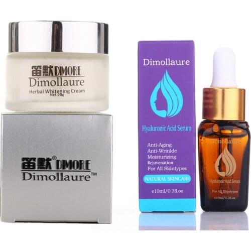 Dimollaure Strong whitening cream + Hyaluronic Acid serum Moisturizing Remove Freckle melasma pigment Melanin sunburn face care