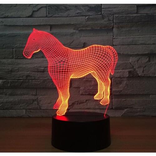 Horse 3d Night Light Colorful Touch Touch Creative Gift 3d Light Fixtures Birthday Gift for Baby Room Lights 7 Colors Drop Ship