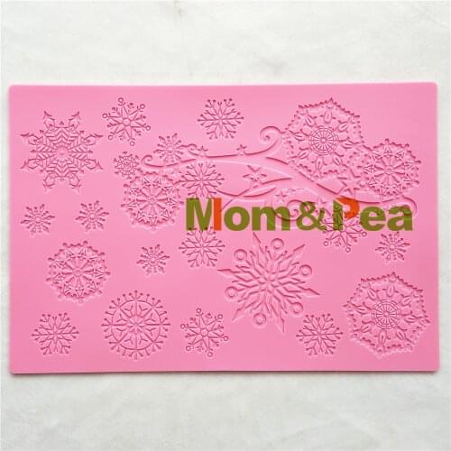 Mom&Pea GX205 Free Shipping Snowflake Lace Pad Cake Decoration Fondant Cake 3D Mold Food Grade Silicone Mould