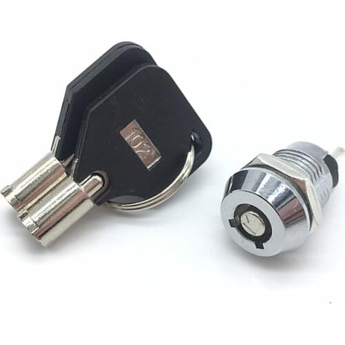 2pcs 12mm Metal Key Switch 250V ON OFF Lock Switch KS Electrical Key Rotary Switch with 2 Keys 2 Position