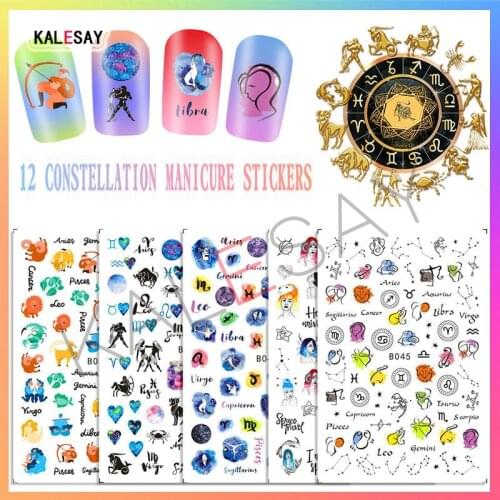 Fashion Nail Art Sticker Cartoon 12 Constellation DIY Decals Options Manicure Design Self Adhesive Sticker for Nails Decoration