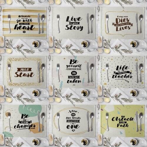 Fashion Print Rectangle Cotton Linen Western Style Table Pad Cut Mats Placemat for Dinner Kitchen Table 40x30cm