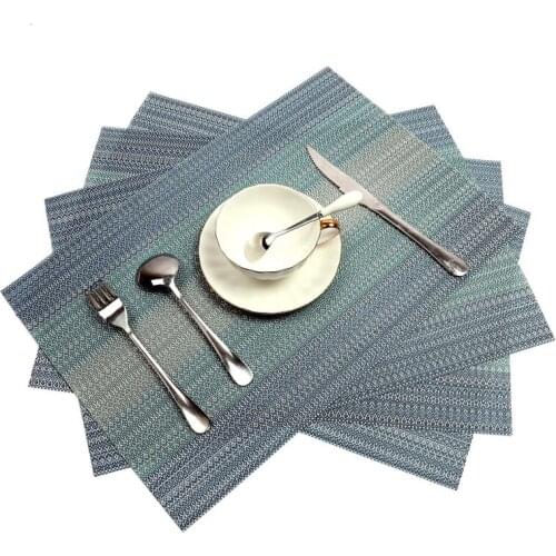 Placemats Set of 4 Crossweave Woven Vinyl Placemat for Kitchen Table Heat Resistant Non-slip Kitchen Table Mats Easy to Clean (B