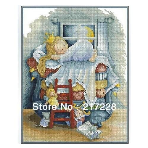 11CT Cross Stitch Kits fairy The Princess and the Pea 67*55cm CS-063WM