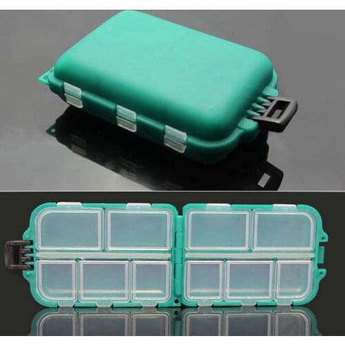 Small 10 Compartments Waterproof Hard Fishing Tackle Box Case, Hooks Lure Baits Storage Box