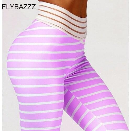 New Women Striped Printed Yoga Pants Sports Running Sportswear Stretchy Fitness Leggings Seamless Tummy Control Gym Tights Pants
