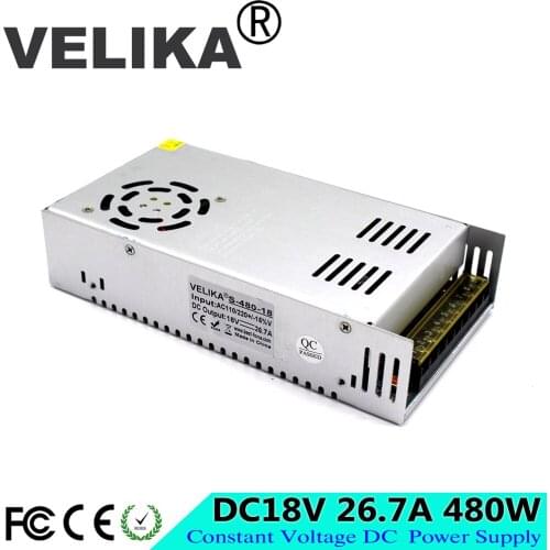 Single Output Regulated DC18V 26.7A 480W Power Supply Switch Switching Transformers 110V 220V AC-DC SMPS for Light CNC Stepper