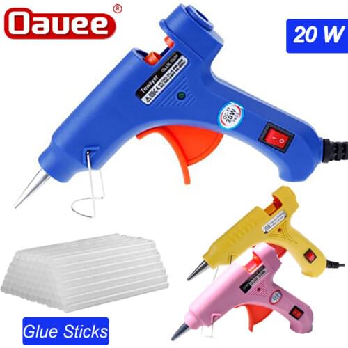 Oauee Hot Melt Glue Gun Industrial Mini Guns Thermo Electric Heat Temperature Tool with 7mm x 200mm Glue Stick