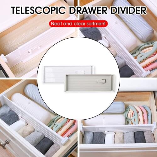 Plastic Drawer Divider Telescopic Drawer Organizer Expandable 27-47cm with Lock Adjustable Separator for Kitchen Drawer Storage