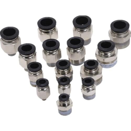 1PCS PC 4 6 8 10 12 14 16mm Pneumatic Fittings Male Thread -M5 M6 1/8 1/4 3/8 1/2 01 To Tube Push Air Tube Straight Connection