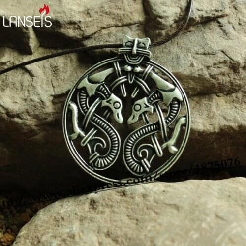 Lanseis10pc Viking retro Borre style double snake animal pendant amulet Vik, Norway, 10th century Necklace handmade jewelry