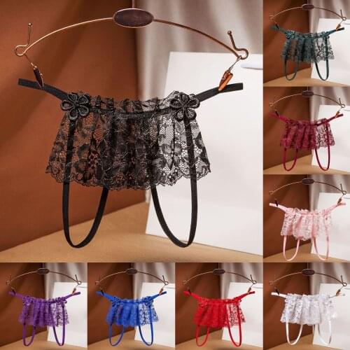 Transparent Solid Women Floral Thong Sexy Panties Mujer Renda Sensual Pajamas Thong Lace Pants Ladies Briefs Underwear Sleepwear
