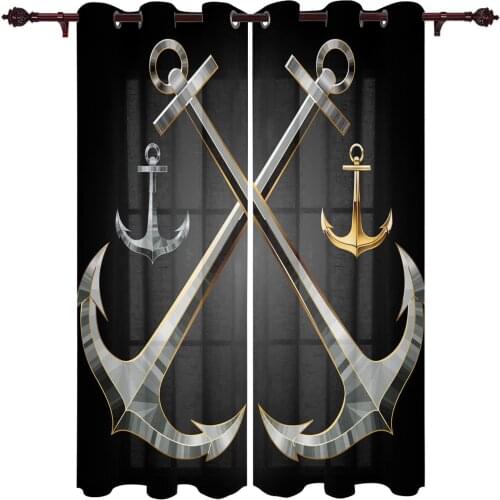 Outdoor Curtains Anchor Metal Silver Living Room Kitchen Curtain Drape For Patio Garden Gazebo Yard Valance Cutains