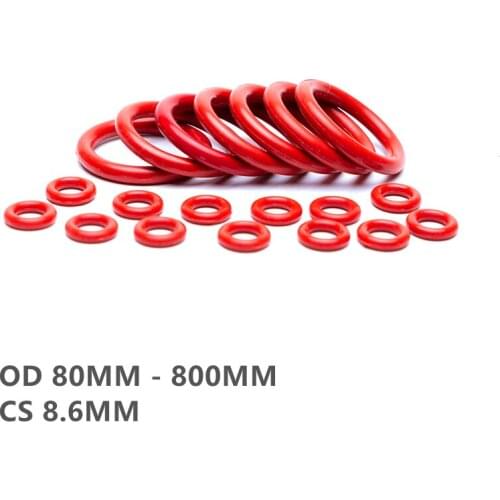 Custom CS 8.6mm VMQ O Ring Washer Silicone Sealing Gaskets Spacer OD 455 - 580MM Red