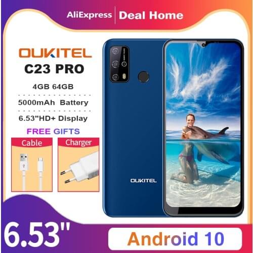New Oukitel C23 pro 4GB+64GB 6.53inch 5000mAh 4G LTE Smartphone MT6762V/WB Android 10.0 Mobile phone 8PM/13PM Camera Smart Phone