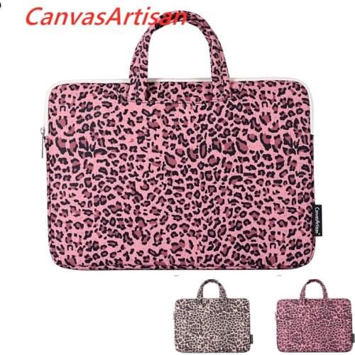 CanvasArtisan Brand Laptop Bag 12,13,14,15,13.3,15.6,15.4, Leopard Sleeve Case For Macbook Air Pro 13.3 Handbag Dropship V034