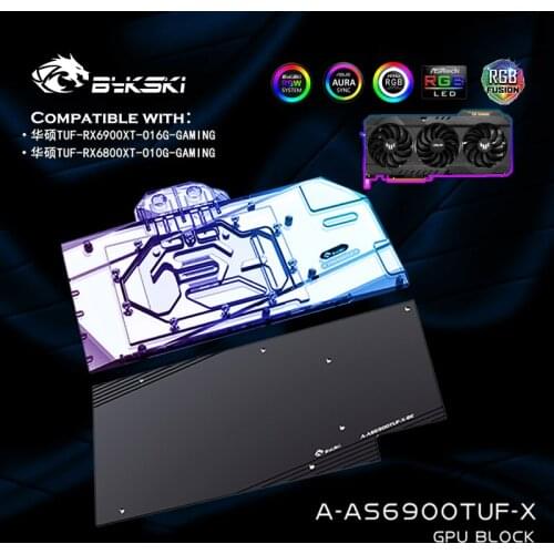 Bykski A-AS6900TUF-X,GPU Block For ASUS TUF RX6900XT O16G/RX6800XT O10G GAMING Graphic Card Radiator,VGA Liquid Cooler 12V/5V
