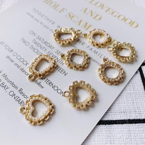 DIY jewelry accessories wholesale inlaid pearl love round small pendant earrings earrings basic accessories