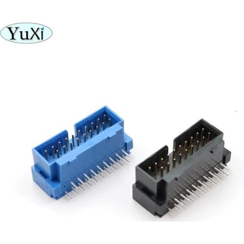 YuXi USB 3.0 19P 19 20 pin USB3.0 20P male connector 90 degree mainboard chassis front seat expansion DIY connector