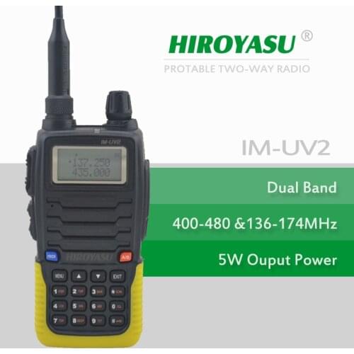 Color Yellow HIROYASU IM-UV2 136-174MHz & UHF400-480MHz Dual Band 5W/4W 128CH FM 65-108MHz Portable Two-way Radio FM Transceiver