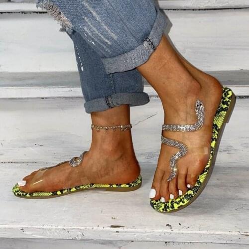 2020 Slippers Women Shoes Summer Beach Flat Glisten Slippers Outside Slides Zapatos De Mujer Shining Crystal Ladies Shoes