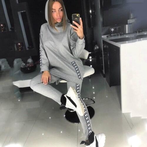 Womens Track and Field Tops Sports Pants Casual Suit Hoodie Fleece Womens Sweatshirt Harajuku Sweatshirt Clothes 2-piece Set