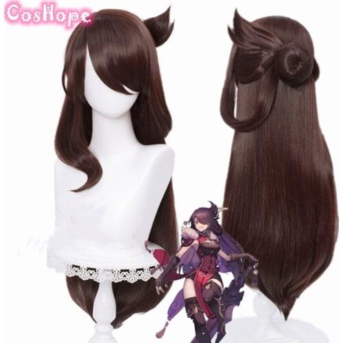Genshin Impact Beidou Cosplay Women 80cm Christmas Brown Wig Cosplay Anime Cosplay Wigs Heat Resistant Synthetic Wigs Halloween