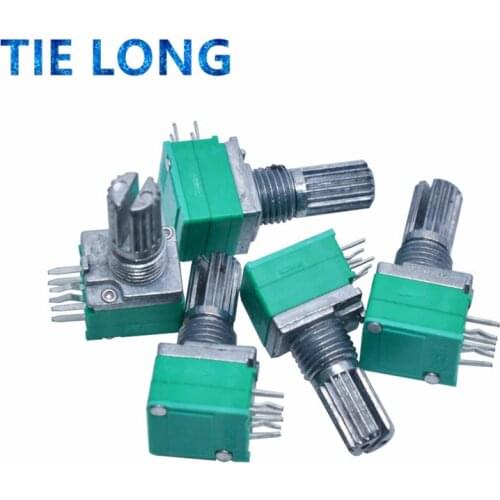 10pcs RK097 RK097G 6Pin 5K 10K 20K 50K 100K B5K with a switch audio shaft 15mm amplifier sealing potentiometer