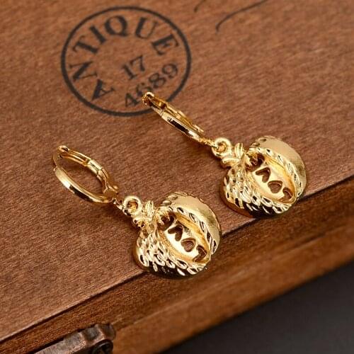 2pairs apple shape Earrings kids drop Earrings for Women/Girls,Gold Color Fashion Charms Jewelry Arab/Middle East,African Gifts
