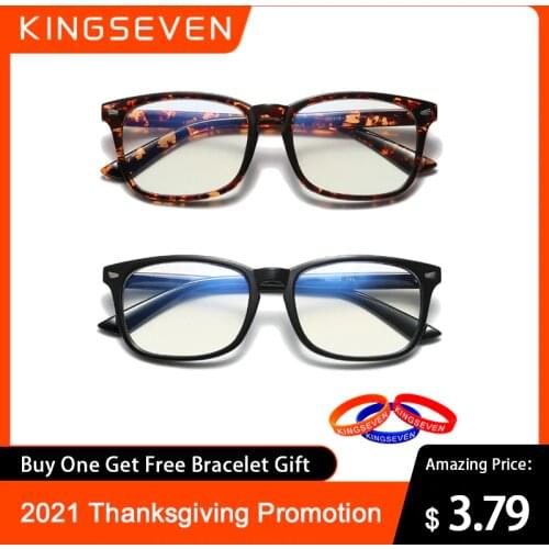 2021 KINGSEVEN Blue Light Blocking Glasses Square Eyeglasses Anti Blue Ray Computer Game Glasses Frame Thanksgiving Activity