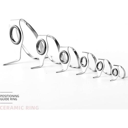 Fishing Rod Guides 6 Pcs Boat Rod Tip Tops Repair Kit 8#-25# Big Jigging Sea Heavy Duty Boat Saltwater Fishing Pole Guide Tips